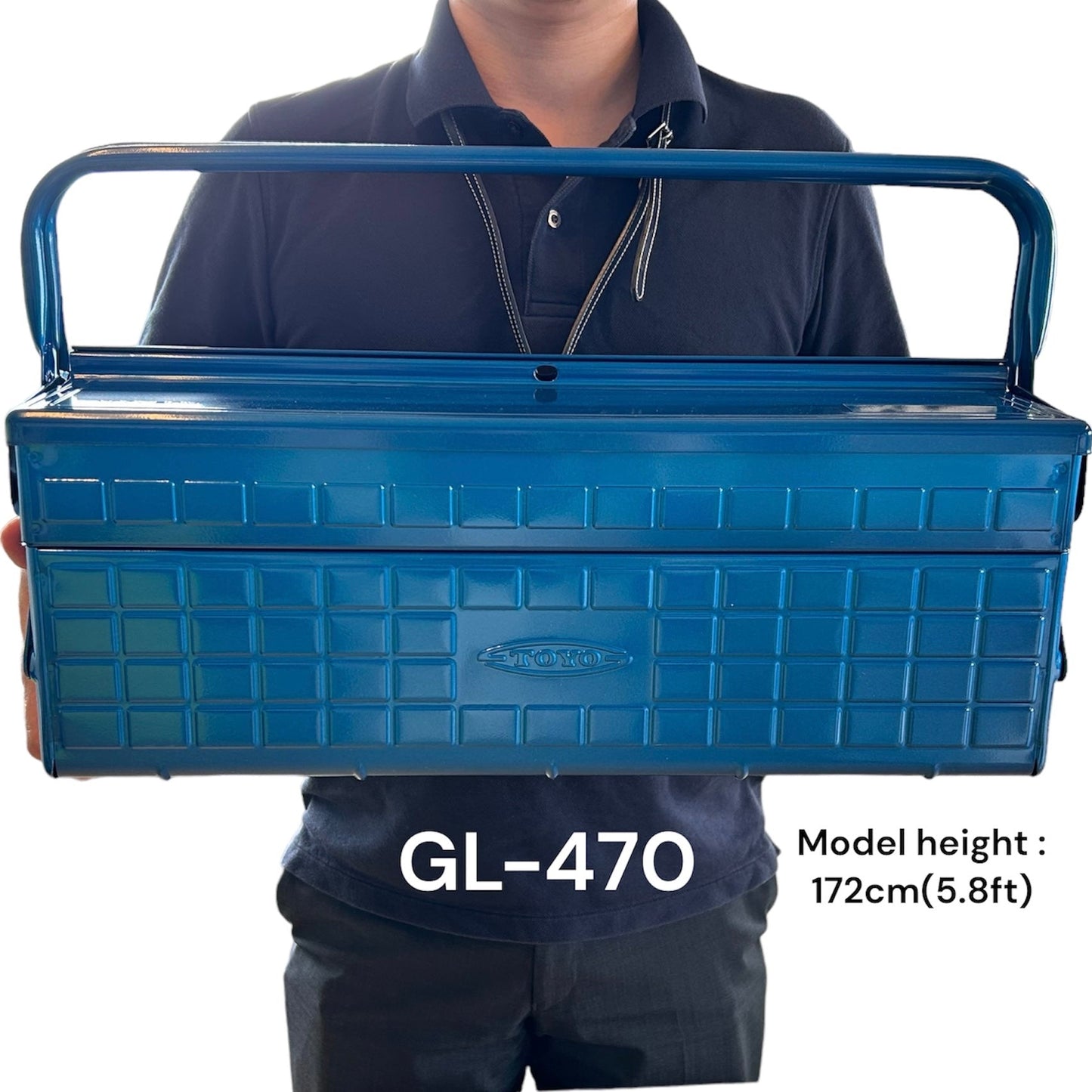 TOYO STEEL 2 Tier Cantilever Toolbox  GL-470 B (blue)